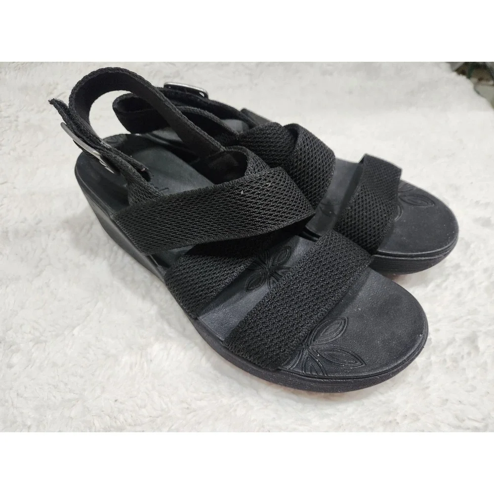 Skechers Pier-Lite Vegan Washable Sling-Back Wedges Night Owl Black